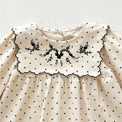 Arrival Baby Girls Long Sleeves Dots Pattern Dress-3