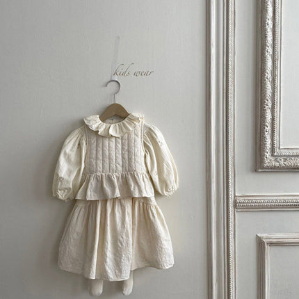 Baby Flower Embroidered Pattern Ruffle Lapel Design Quality Onesies & Shirt-4