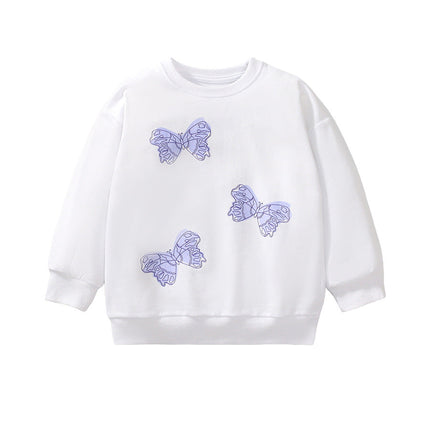 Autumn Baby Kids Girls Purple Butterfly Pattern White Pullover Clothing Long Sleeves Top Sweatshirt-4