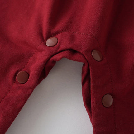 Baby Girl Lettuce Trim Design Big Bow Long Sleeve Jumpsuit-4