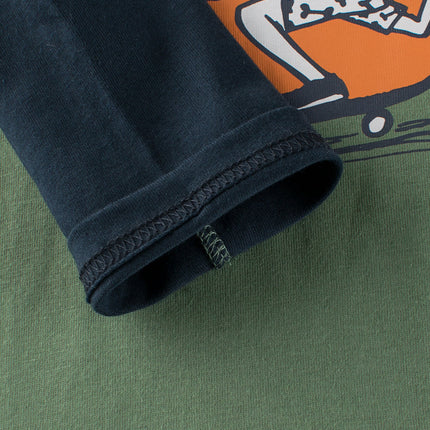 Baby Kids Unisex Skater Dog Cartoon Letters Printing Crew Neck Long Sleeves Pullover-4