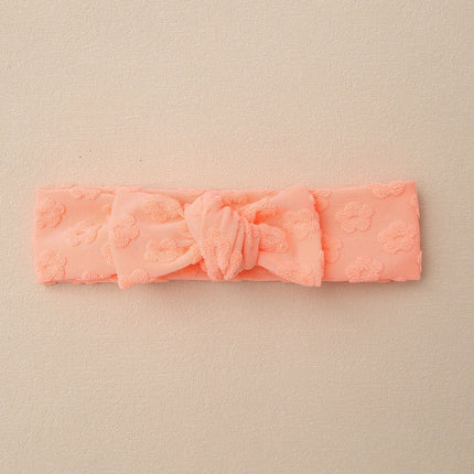 Elastic Baby Headband with Bow and Embroidered Flowers-5