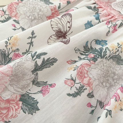 Summer Baby Girls Flowers And Butterfly Pattern Short Sleeves Onesies/Dress-4