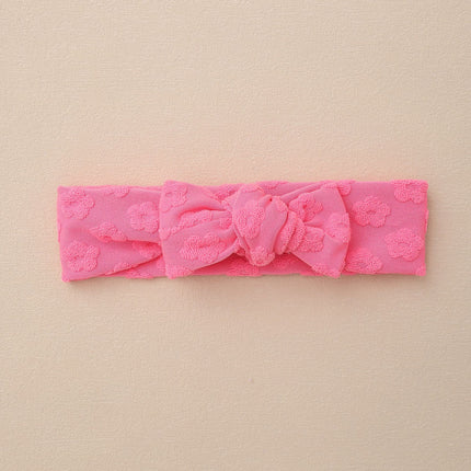 Elastic Baby Headband with Bow and Embroidered Flowers-7