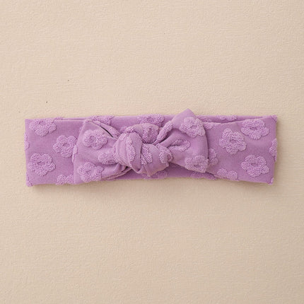 Elastic Baby Headband with Bow and Embroidered Flowers-6