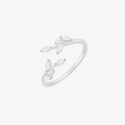 White topaz laurel leaves ring-5