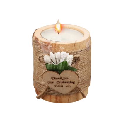 Wooden Tea Candle Holder, Rustic Romance Decor-0